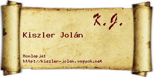 Kiszler Jolán névjegykártya