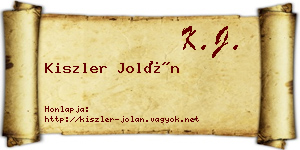 Kiszler Jolán névjegykártya