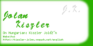 jolan kiszler business card